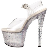 Transparent 18 cm STARDANCE-708 Rhinestone Platform High Heels