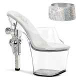 Transparent Rhinestone 18 cm REVOLVER-712 Platform Gun High Heels