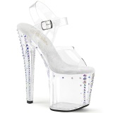 Transparent rhinestones platform 19 cm 708RS-02 pleaser high heels sandals