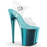 Turquoise 20 cm FLAMINGO-808 Chrome Platform High Heels