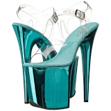 Turquoise 20 cm FLAMINGO-808 Chrome Platform High Heels