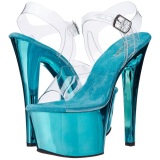 Turquoise Transparent 18 cm SKY-308 High Heels Platform