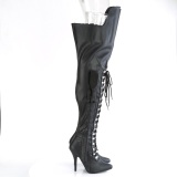 Vegan 13 cm SEDUCE-3082 high heeled thigh high boots with lace up