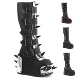 Vegan 14 cm TRANS emo knee high women boots platform with buckles