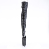 Vegan 18 cm ADORE-3017 high heeled thigh high boots open toe with lace up