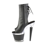 Vegan 18 cm SPECTATOR-1018 Exotic platform peep toe ankle boots black