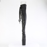 Vegan 20 cm CRAZE-3050 Heelless platform overknee boots pony heels black