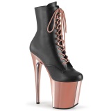 Vegan 20 cm FLAMINGO-1020 Gold Chrome Platform Ankle Calf Boots