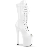 Vegan 20 cm FLAMINGO-1051 Exotic platform peep toe boots white