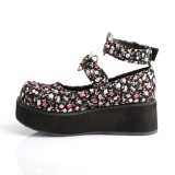 Vegan 6 cm DemoniaCult SPRITE-02 Canvas gothic mary jane pumps