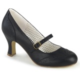 Vegan 7,5 cm FLAPPER-32 maryjane pumps retro vintage black