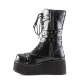 Vegan 8,5 cm TRASH205 mens boots platform with buckles black