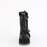 Vegan 8,5 cm TRASH218 mens boots platform with buckles black