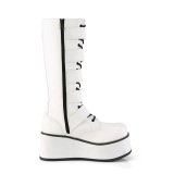 Vegan 8,5 cm TRASH518 cyberpunk knee high mens boots platform white