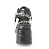 Vegan Black 15 cm DemoniaCult WAVE-20 lolita platform wedge sandals