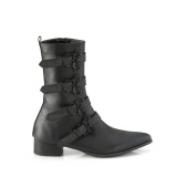 Vegan WARLOCK-110-B demoniacult pointed boots - mens winklepicker boots 4 buckles