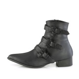 Vegan WARLOCK-50-B demoniacult pointed boots - mens winklepicker boots 3 buckles