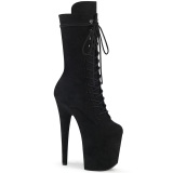 Vegan suede 20 cm FLAMINGO-1050FS Exotic pole dance boots in black