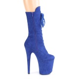 Vegan suede 20 cm FLAMINGO-1050FS Exotic pole dance boots in blue