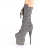 Vegan suede 20 cm FLAMINGO-1050FS Exotic pole dance boots in gray