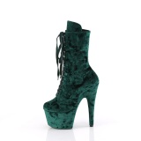 Velvet 18 cm ADORE-1045VEL green ankle boots high heels + protective toe caps