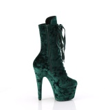 Velvet 18 cm ADORE-1045VEL green ankle boots high heels + protective toe caps