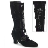 Velvet 6,5 cm WHIMSY-118 emo calf-high women boots with buckles victorian