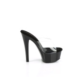 Vinyl 15 cm GLEAM-601 Black mules high heels