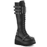 Wedge 11,5 cm SHAKER-225 knee high women boots platform with buckles