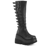 Wedge 11,5 cm SHAKER-232 knee high women boots platform with buckles