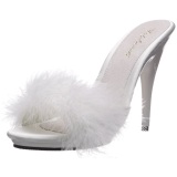 White 13 cm POISE-501F Marabou Feathers Mules Shoes