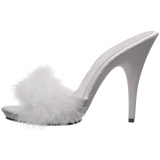 White 13 cm POISE-501F Marabou Feathers Mules Shoes