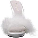 White 13 cm POISE-501F Marabou Feathers Mules Shoes