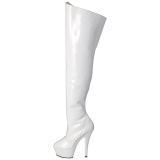 White 15 cm KISS-3010 Platform Thigh High Boots