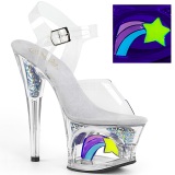 White 18 cm MOON-708RSS Neon platform high heels shoes