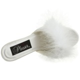 White 8 cm AMOUR-03 Marabou Feathers Mules Shoes