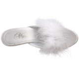 White Feathers 8 cm BELLE-301F High Women Mules Shoes for Men