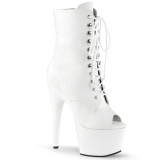 White Leatherette 18 cm ADORE-1021 womens platform soled ankle boots