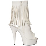 White Matte 15 cm DELIGHT-1019 womens fringe ankle boots high heels