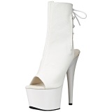 White Patent 18 cm Pleaser ADORE-1018 Platform Ankle Calf Boots