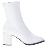 White Patent 7,5 cm GOGO-150 stretch block heels ankle boots