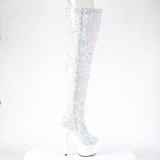 White Sequins 20 cm ADORE-3020 Exotic pole dance overknee boots