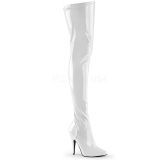 White Shiny 13 cm SEDUCE-3000 Thigh High Boots for Men