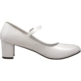 White Shiny 5 cm SCHOOLGIRL-50 Low Heeled Classic Pumps Shoes