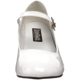 White Shiny 5 cm SCHOOLGIRL-50 Low Heeled Classic Pumps Shoes