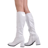 White Shiny 7,5 cm GOGO-300 High Heeled Womens Boots for Men