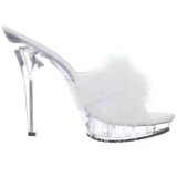 White Transparent 13 cm LIP-101-8 Plateau Women Mules Shoes