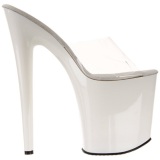 White Transparent 20 cm FLAMINGO-801 Platform High Heel Mules