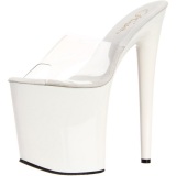 White Transparent 20 cm FLAMINGO-801 Platform High Heel Mules