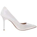 White Varnished 10 cm CLASSIQUE-20 pointed toe stiletto pumps